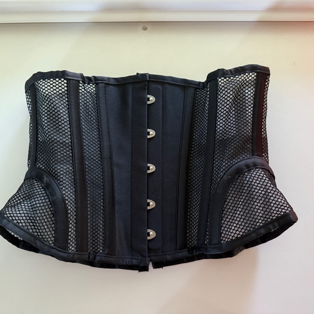 Frederick's of Hollywood Black Mesh Corset Large